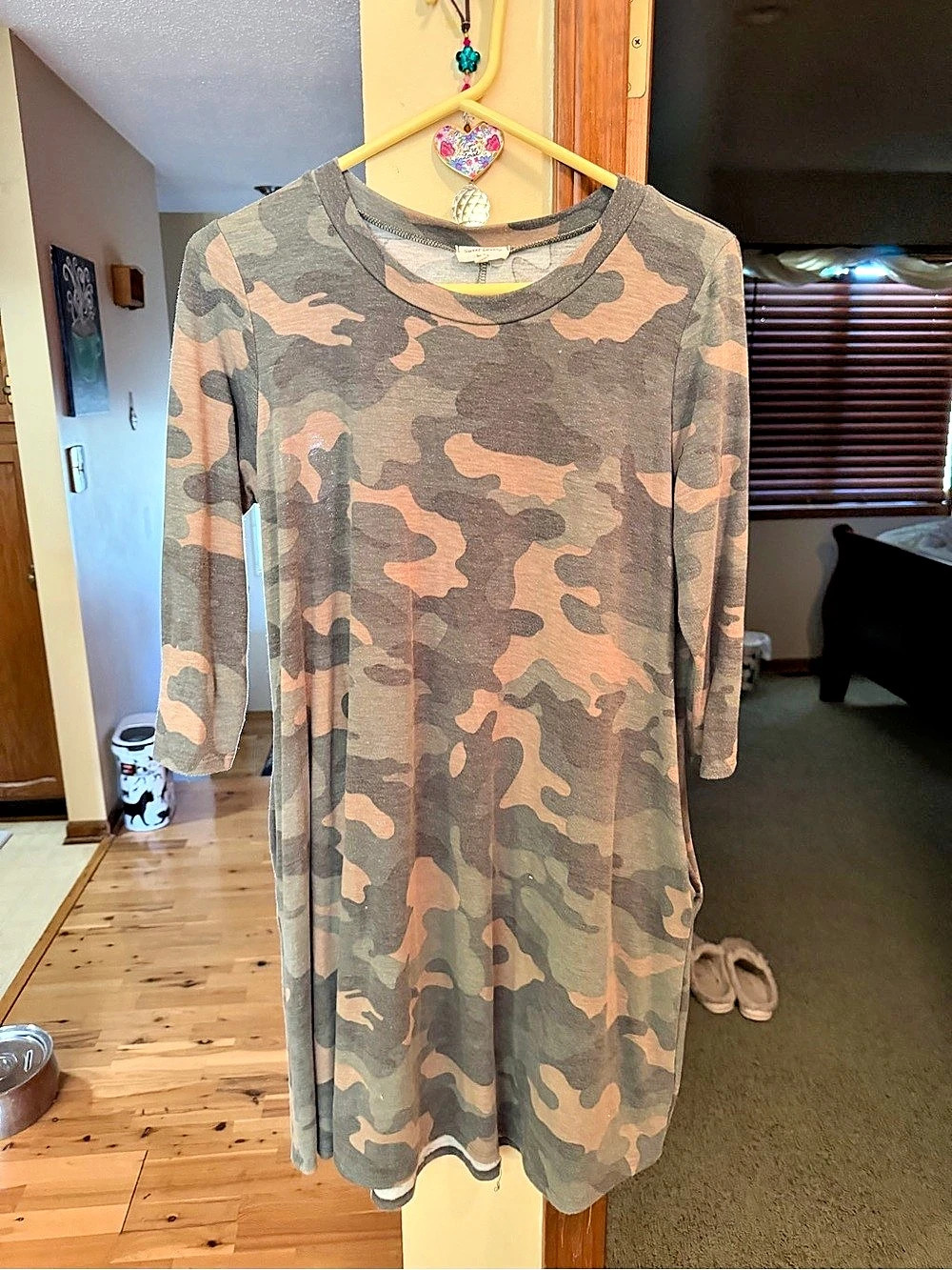 Umgee Camo Print French Terry Pocket Dress Mini Dress